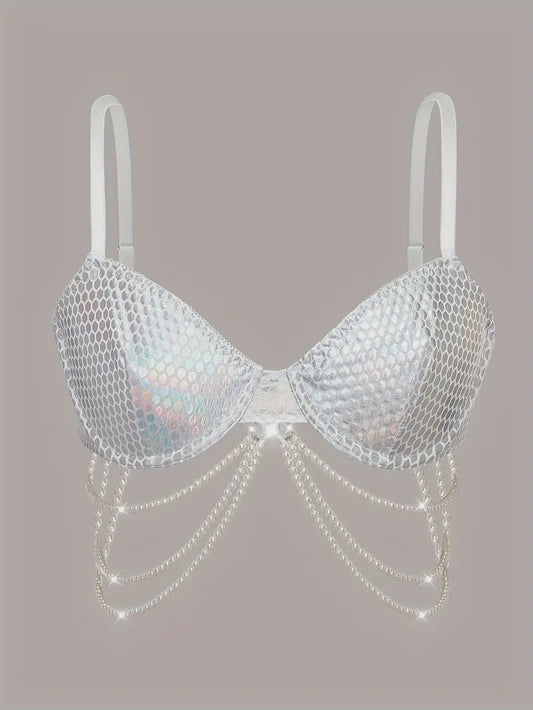 Pearl Chain Detail Bra