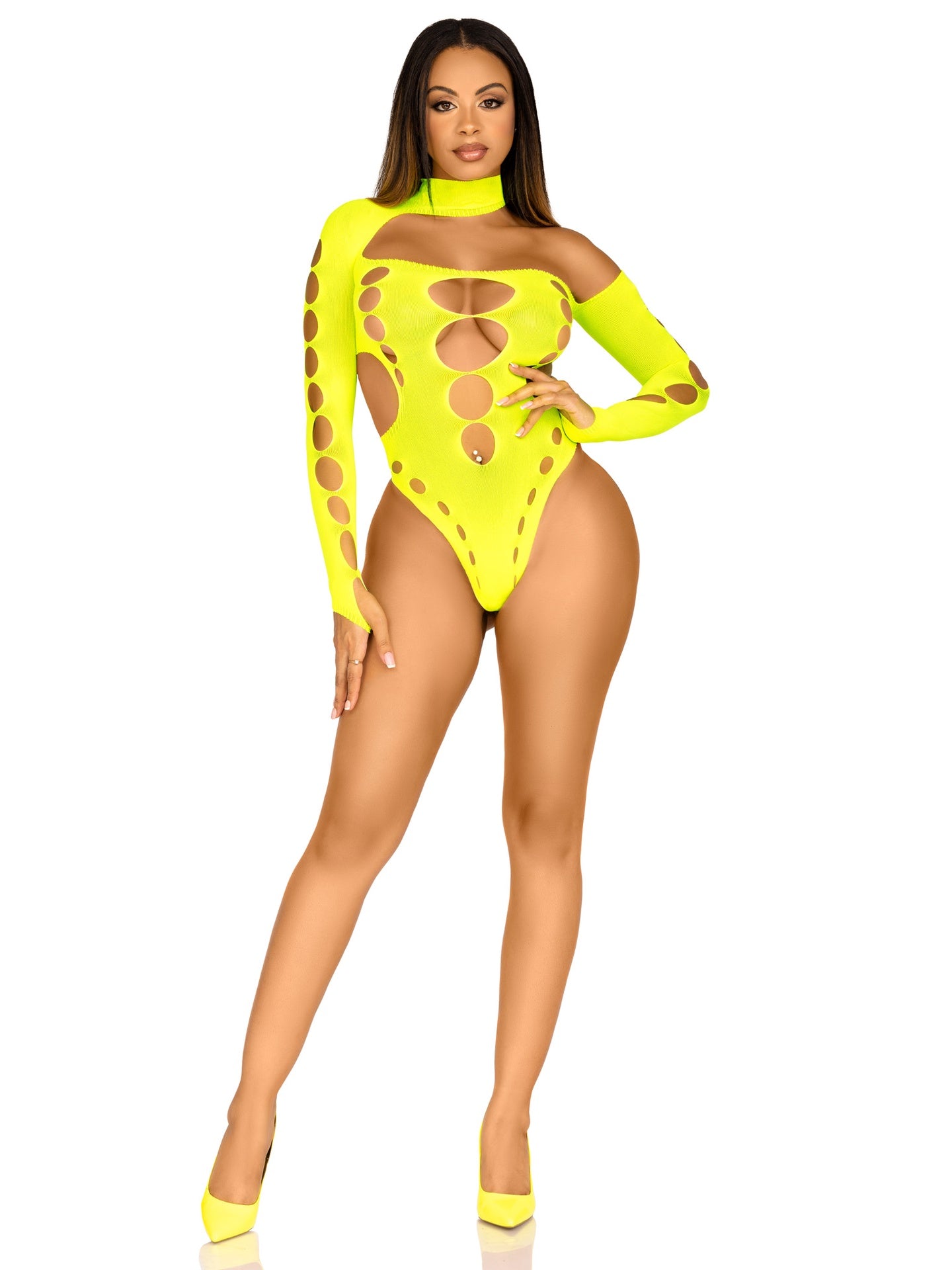 Seamless asymmetrical cut out thong
