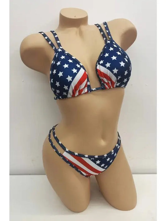 Patriotic Stars & Stripes Bikini Set Color Blue Pattern Stars