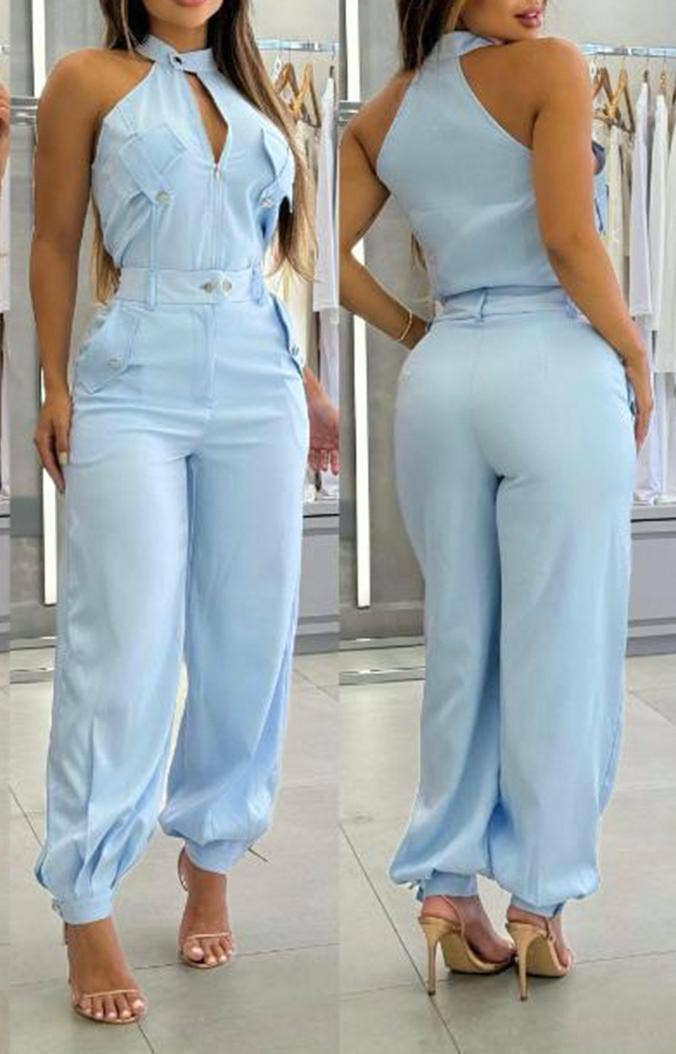 Sleeveless halterneck tank top pants set