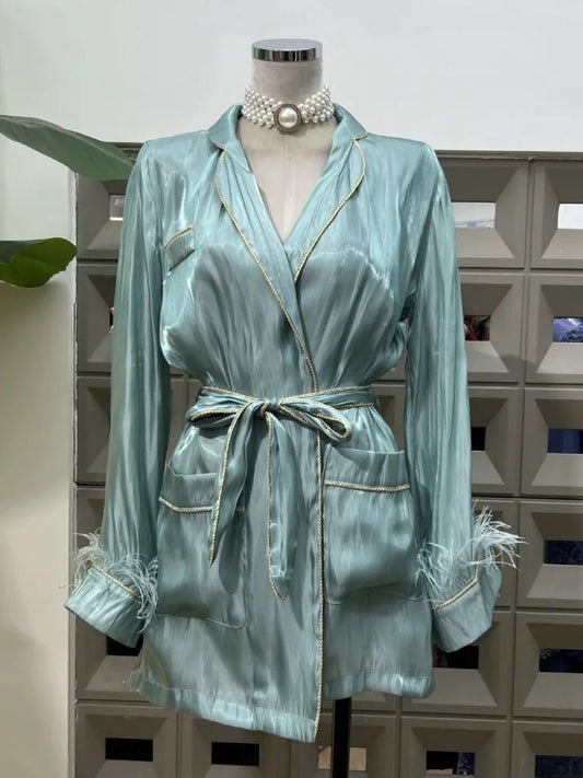 Solid light blue dress