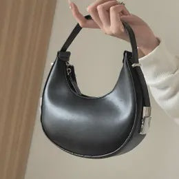 FASHION LOCK CRESCENT SHOULDER HANDBAG