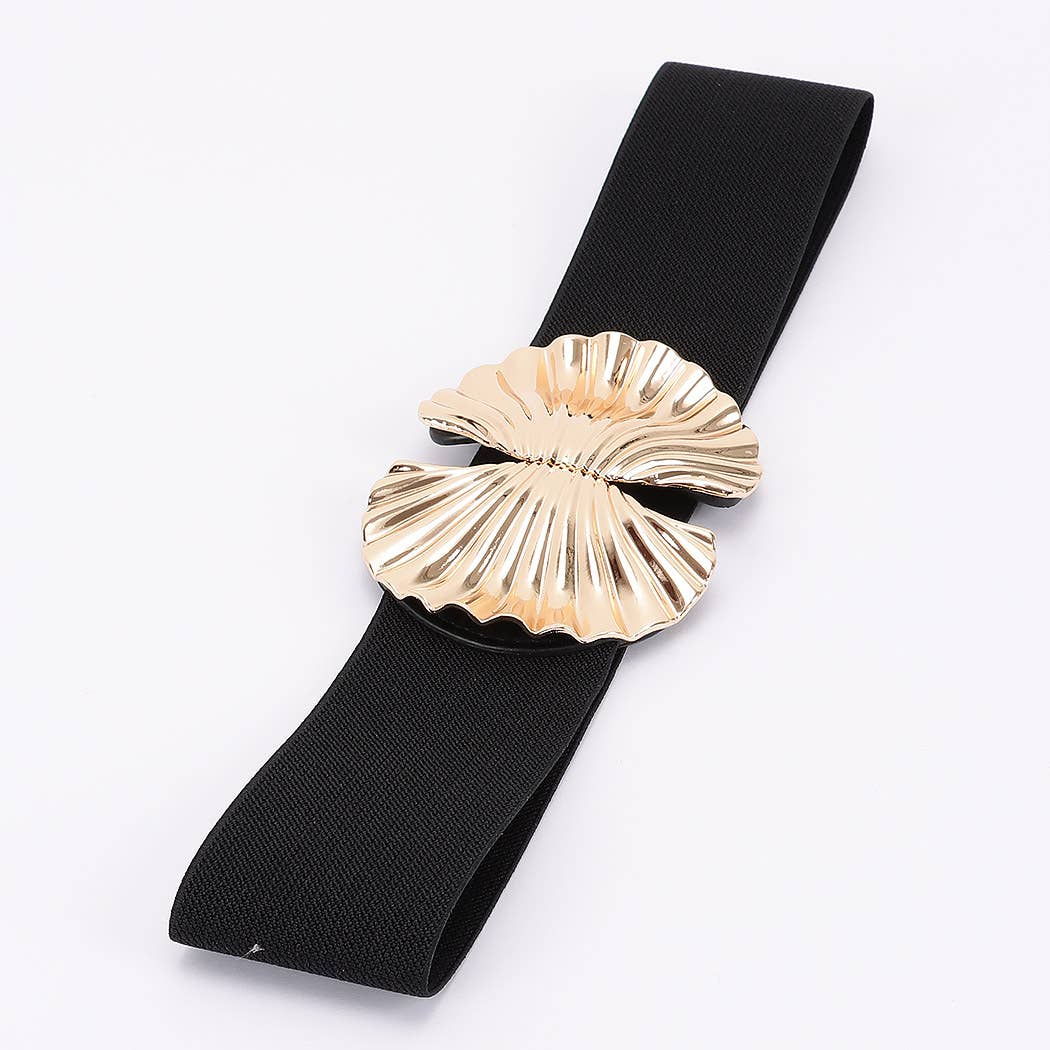 Double Metal Shell Buckle Stretch Belt
