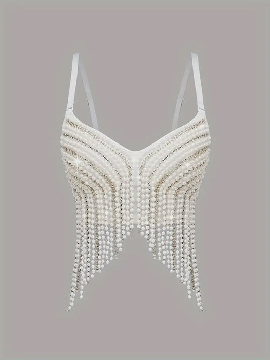 Bead Decor Spaghetti Strap Top