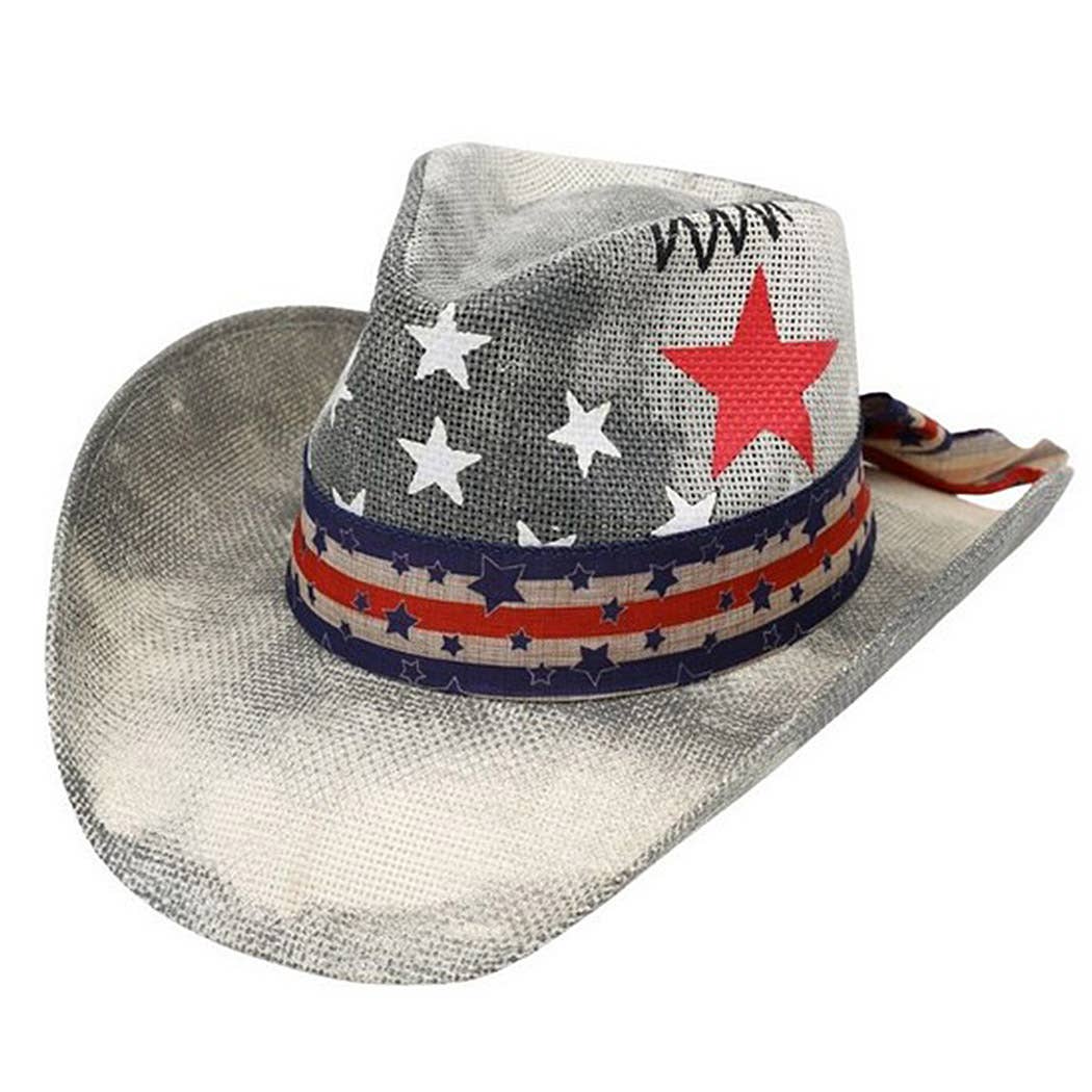 American Stars & Stripes Cowboy Straw Hat