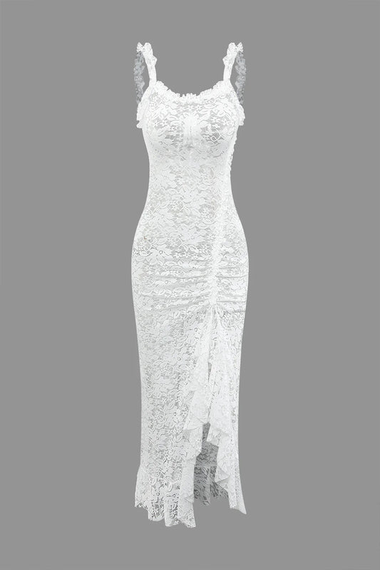 White floral tie dress