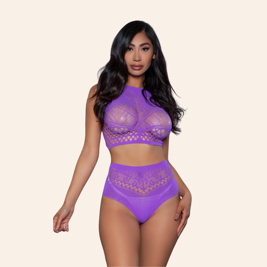 2152 Ring My Bell Bodystocking Purple