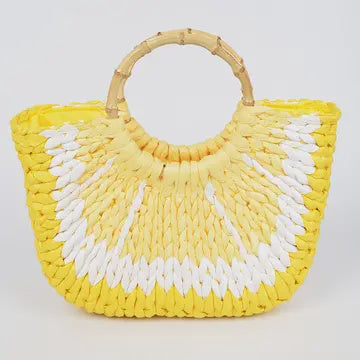 Faux Straw Crochet Lemon Handbag
