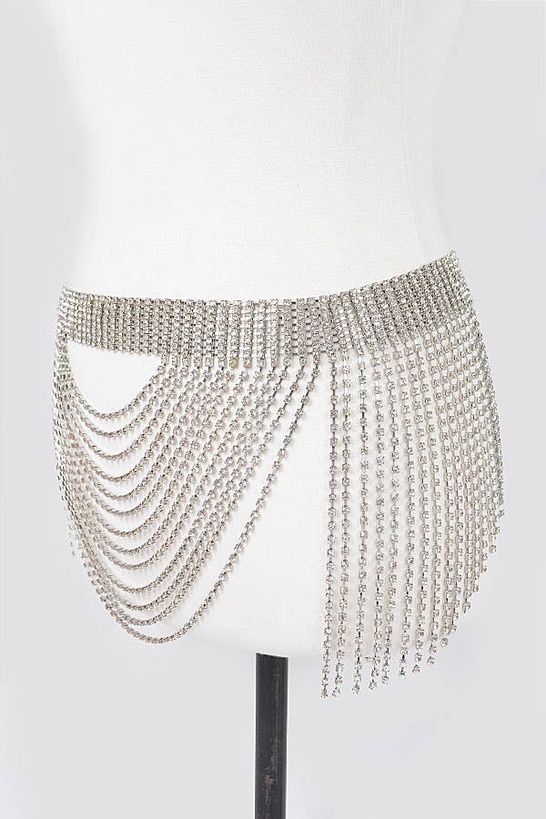 Rhinestone Multi Layered Drop Belt