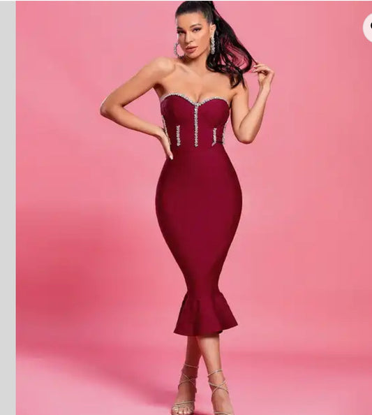 Fishtail Bandage Dress Sexy Diamond blue