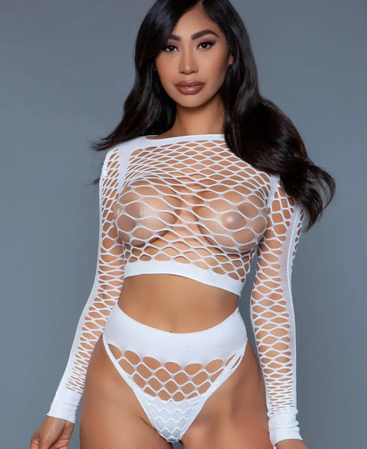 2155 Play with Me Bodystocking White