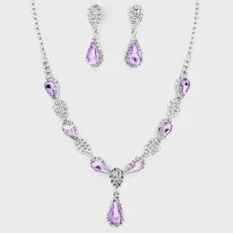 Embellished Pear Point Stone Necklace Set