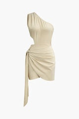 Cut Out Ruched Tie Mini Dress