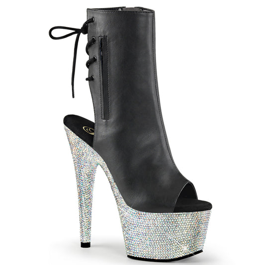Black Open Toe Ankle Boots | BEJEWELED-1018DM-7 Glitter Platform Heels | Exotic Dancewear & Stage Shoes | Rosario’s Boutique