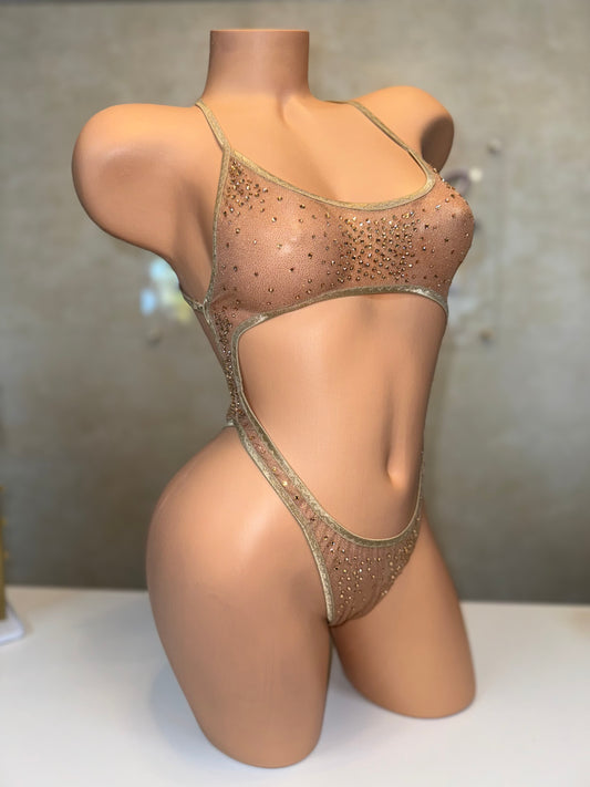 SHELBY one piece Nude Spk Champagne stones
