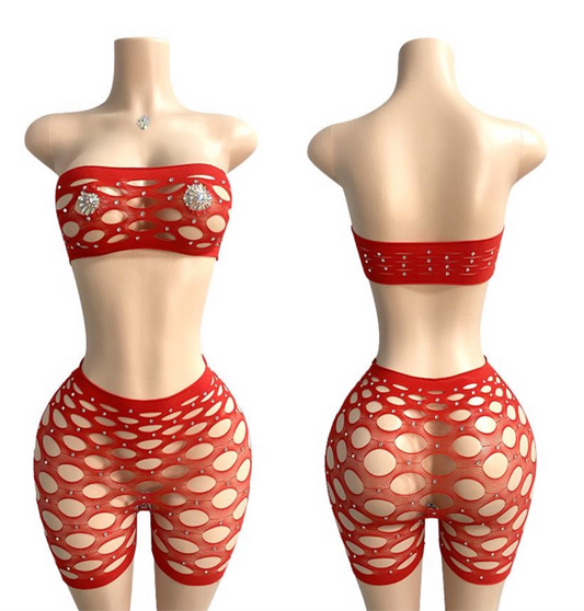 E-W72  2PC set New Fashion Exotic Straps Dancewear