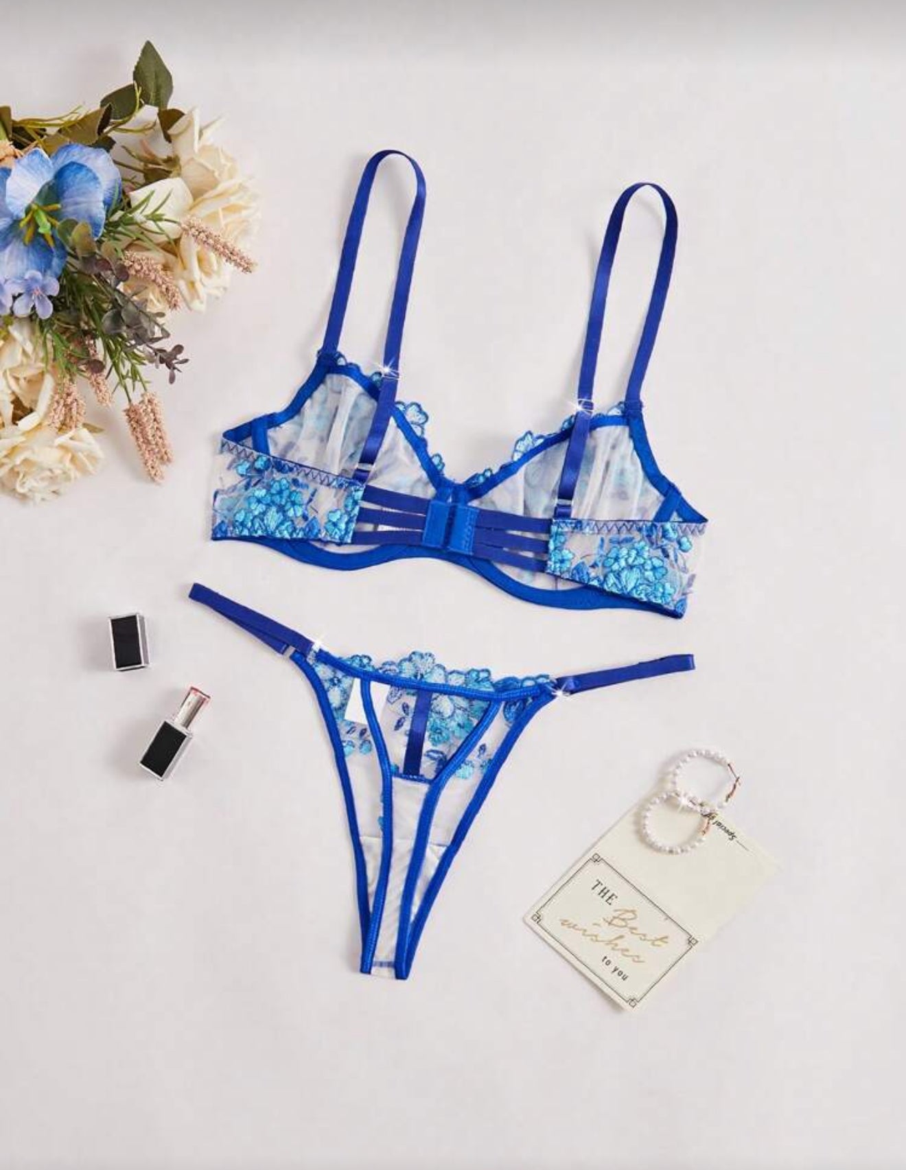 Transparent Floral Lace Lingerie Set “Small”