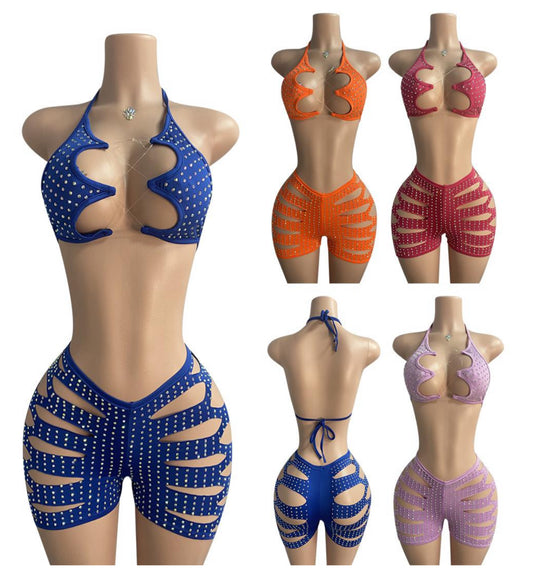 E-R37 2PC dance wear short set