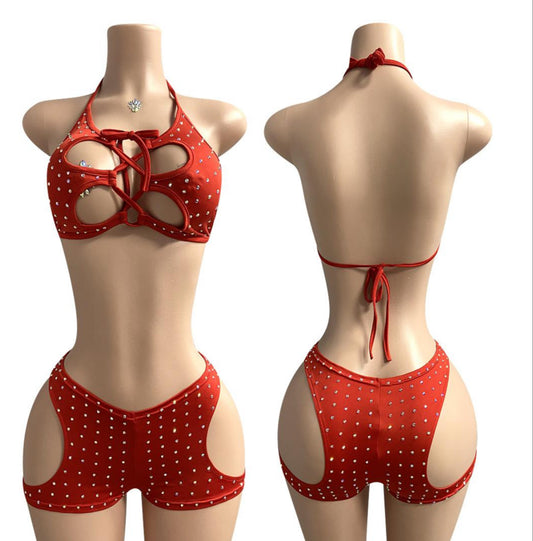 E-R45 2PC Dancewear Red