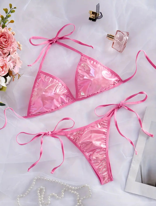 Pink Metallic lingerie set