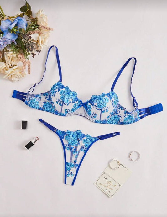 Transparent Floral Lace Lingerie Set “Small”