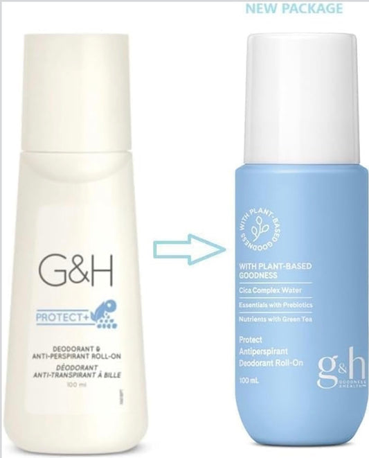 G H Protect Antiperspirant Deodorant All-Skin-Type Roll-On 3.38 fl.oz,MFG Date Printed,Plant-Based Fast-Drying Long-Lasting Formula,Stay Fresh Dry