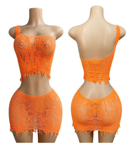 E-W32 2PC Skirt Set Dancewear with rhinestone