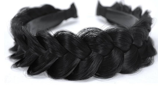 Braided Headband WithTooth Wide Braid Messy Hair Hoop WomenFashion Hair Accessories (natural black)