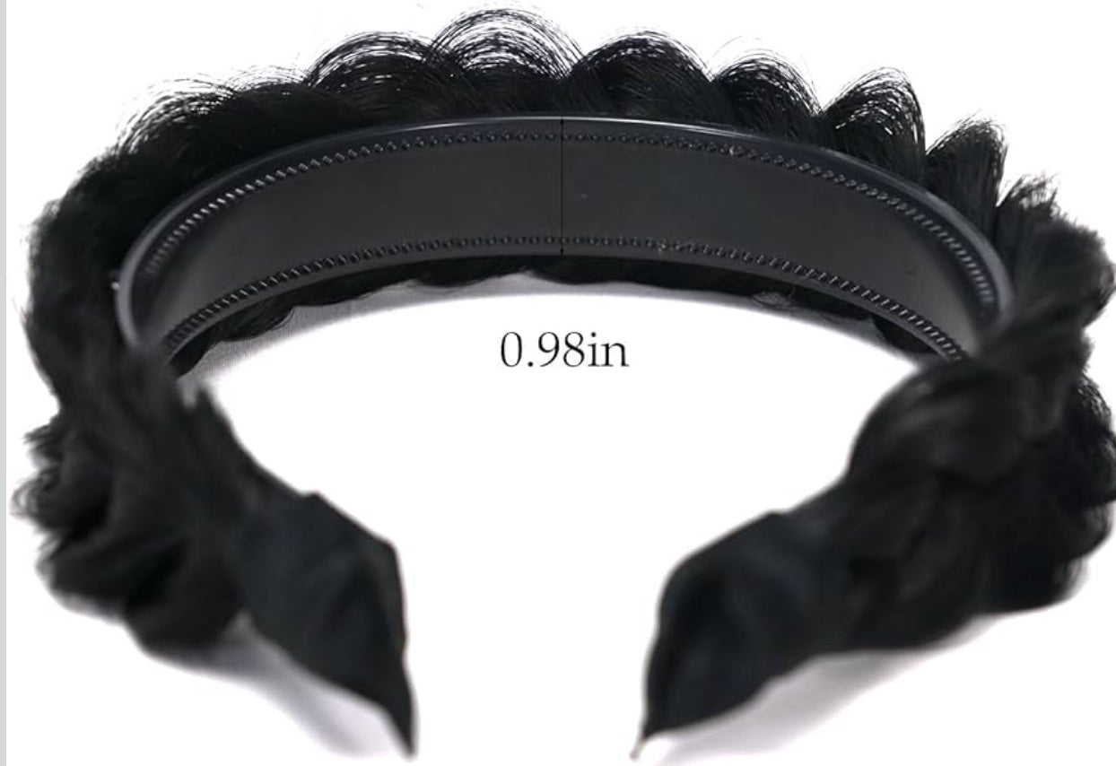 Braided Headband WithTooth Wide Braid Messy Hair Hoop WomenFashion Hair Accessories (natural black)