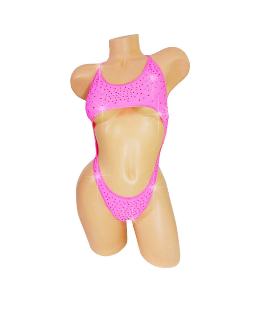 Sexy dance one piece - glow in the dark- exotic Dancewear PINK