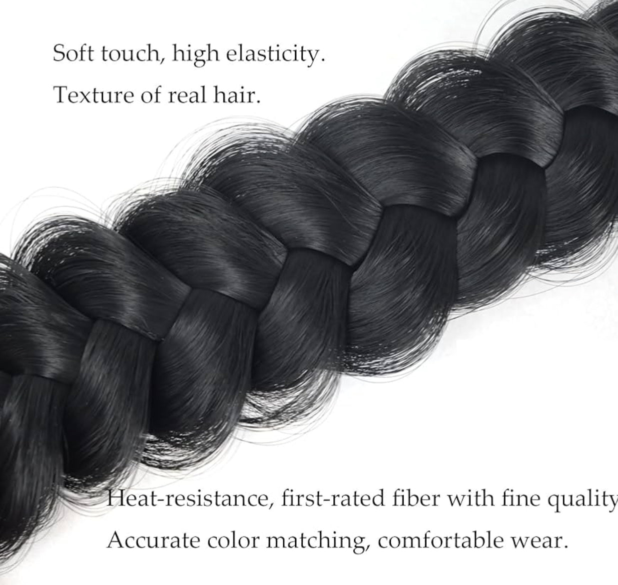 Braided Headband WithTooth Wide Braid Messy Hair Hoop WomenFashion Hair Accessories (natural black)