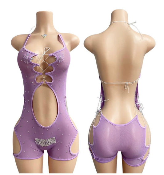 E-A38 light blue Romper Dancewear