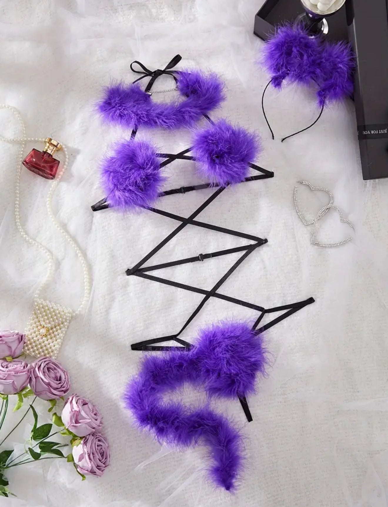 Purple bodysuit lingerie O/S