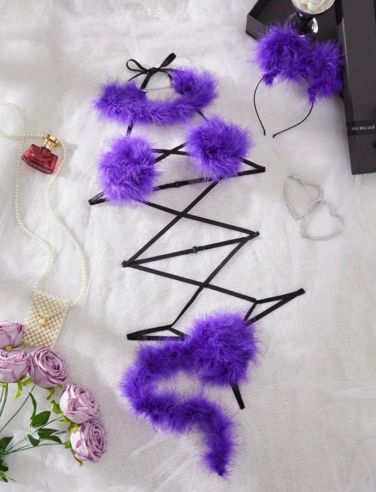 Purple bodysuit lingerie O/S