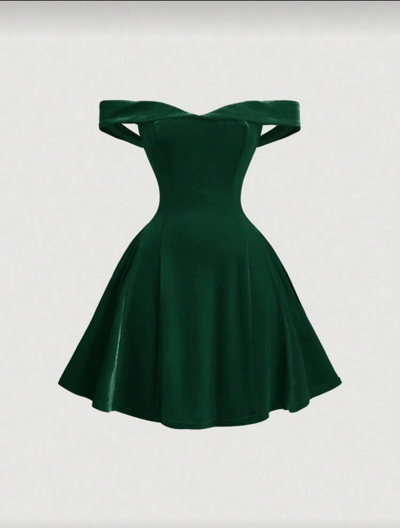 1pc Off-Shoulder Vintage Palace Style Women Mini Dress Green - Small