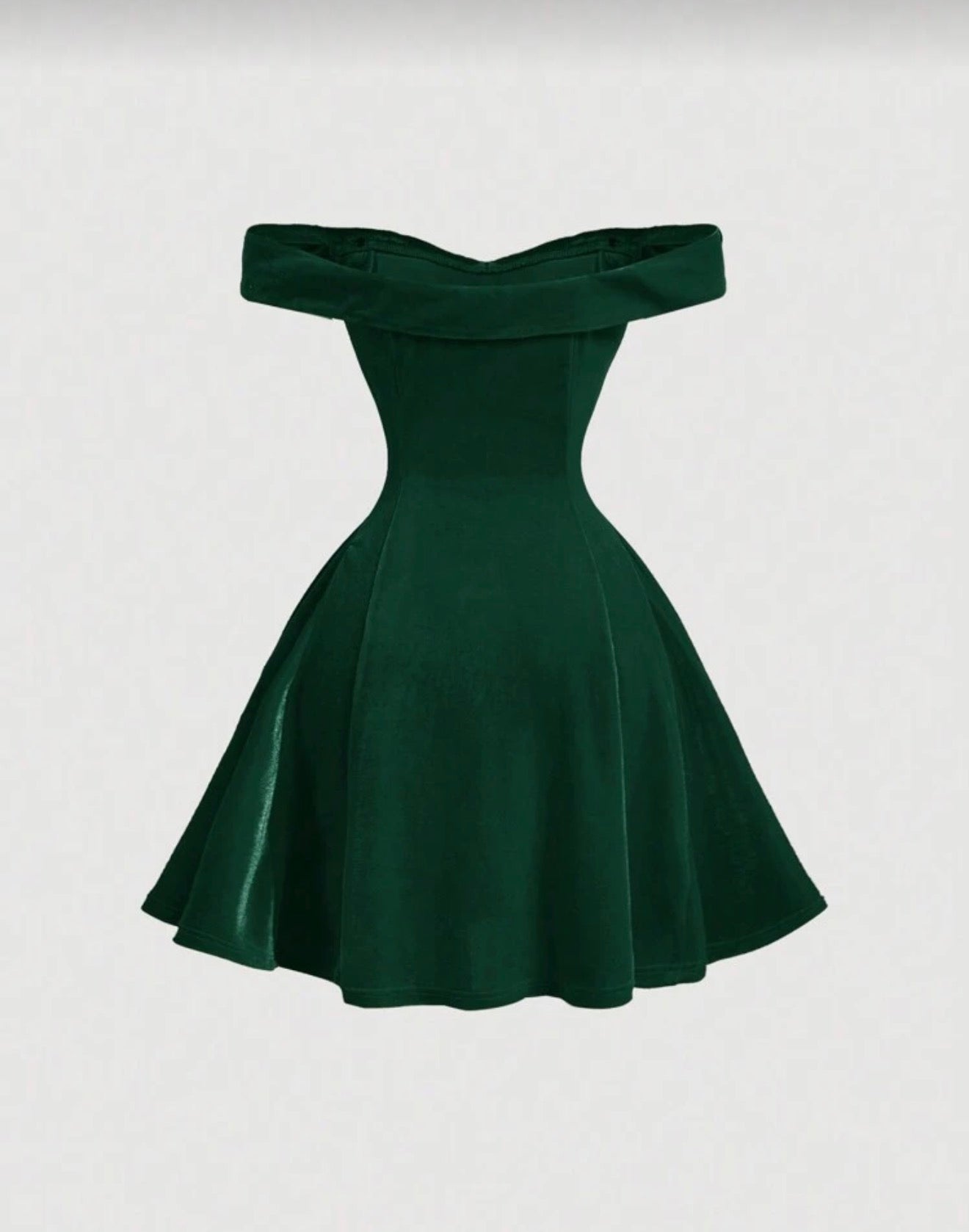 1pc Off-Shoulder Vintage Palace Style Women Mini Dress Green - Small