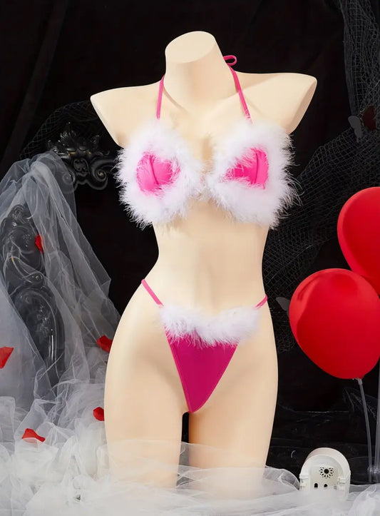 Pink Tie Bow, Women'S Sexy Lingerie Set