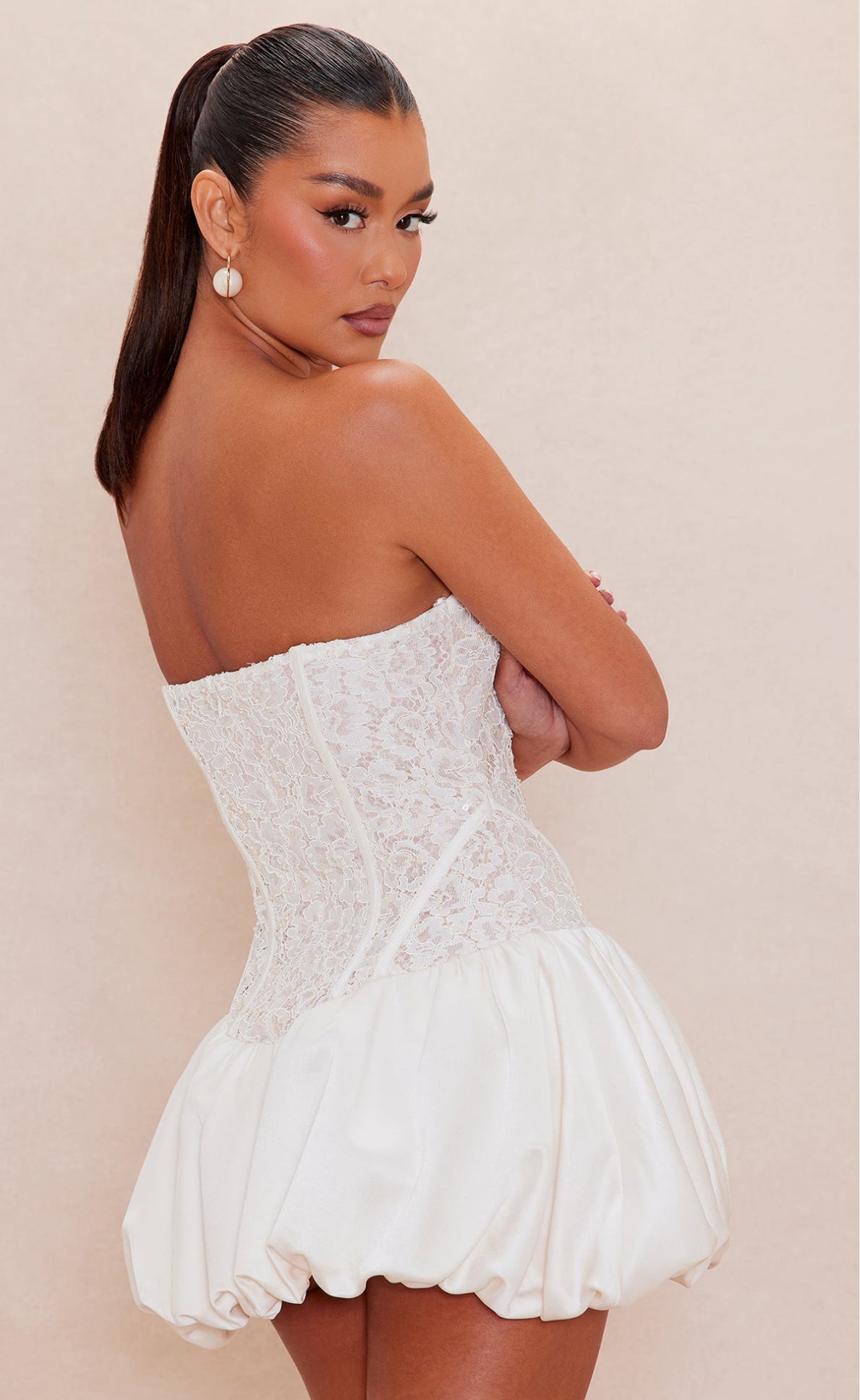 Anastasia Bubble Mini Dress - Ivory/combo SMALL