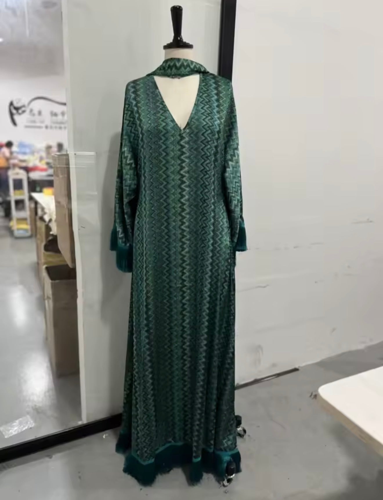 new autumn and winter fashion women clothing single shoulder batwing sleeves tassels pleated pullover long dress