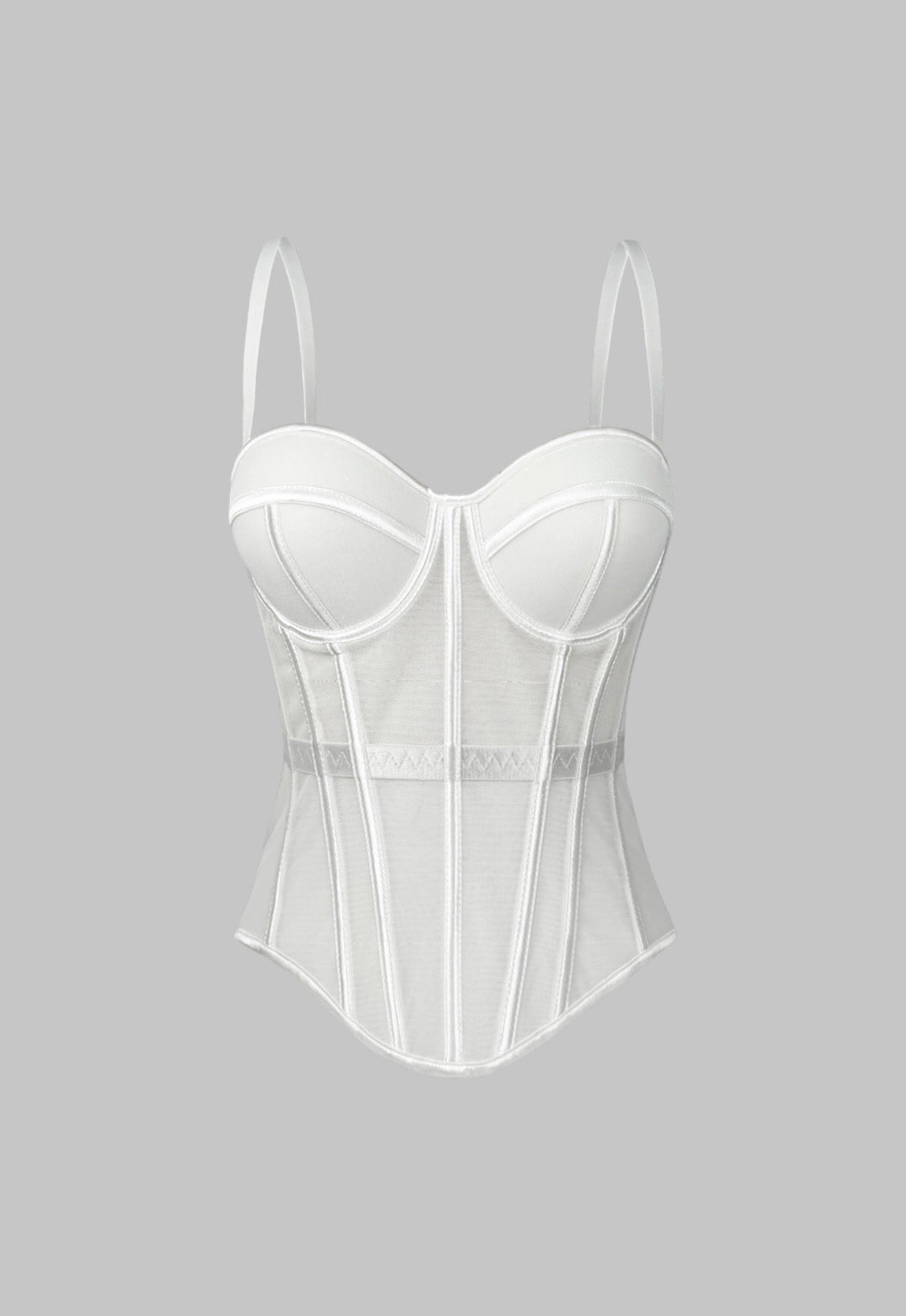 Mesh Bustier Corset Slip White Cami Top Small
