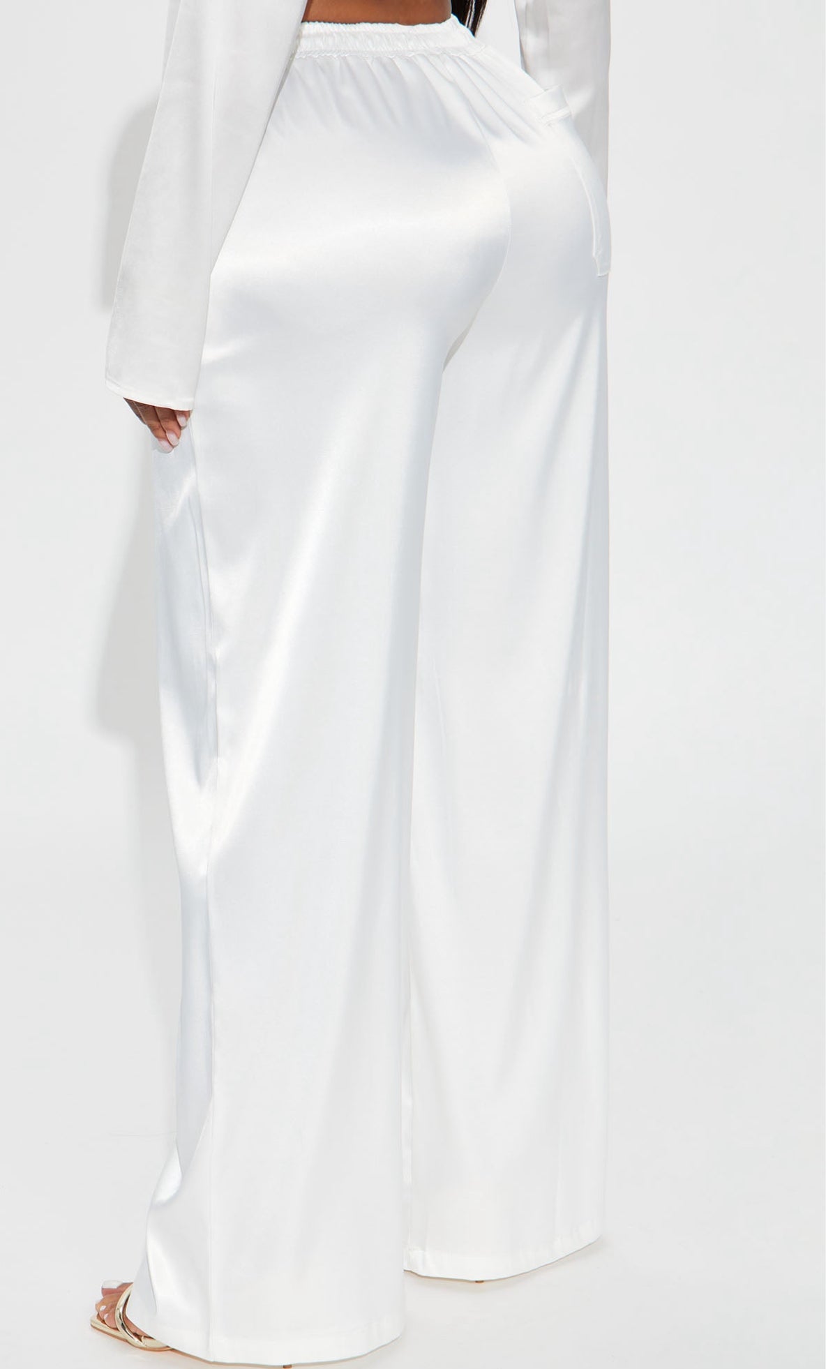 Pleasure Is Mine Satin Wide Leg Pant - Crea “Small”