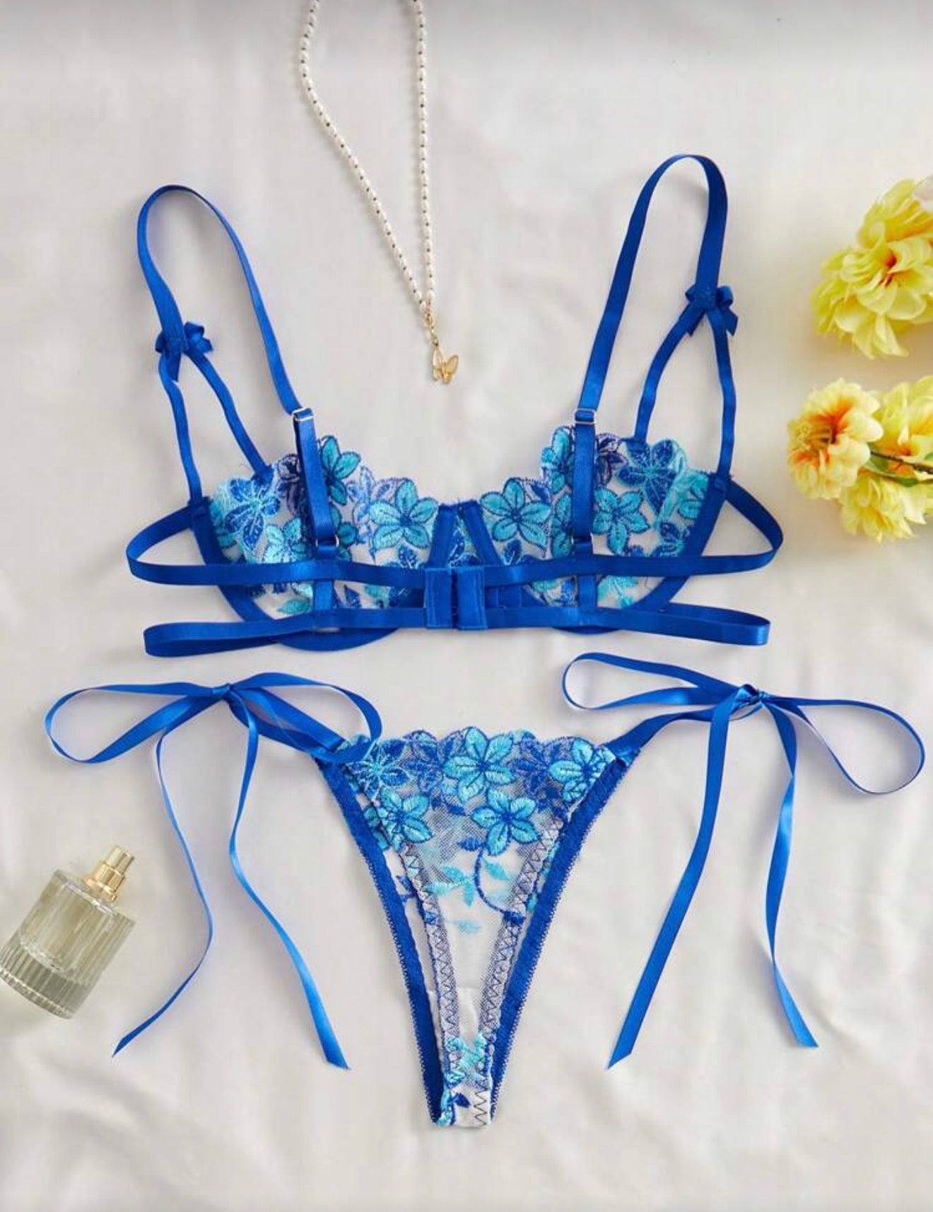 Blue 2PC Sexy Lingerie Small
