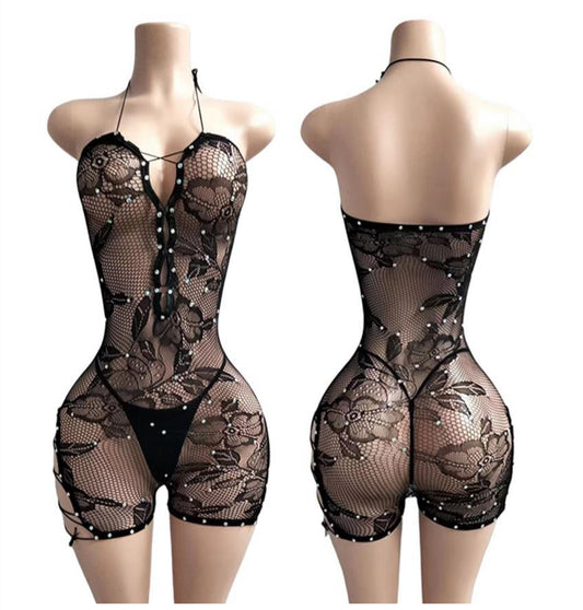 E-DI11 Black Romper exotic dancewear