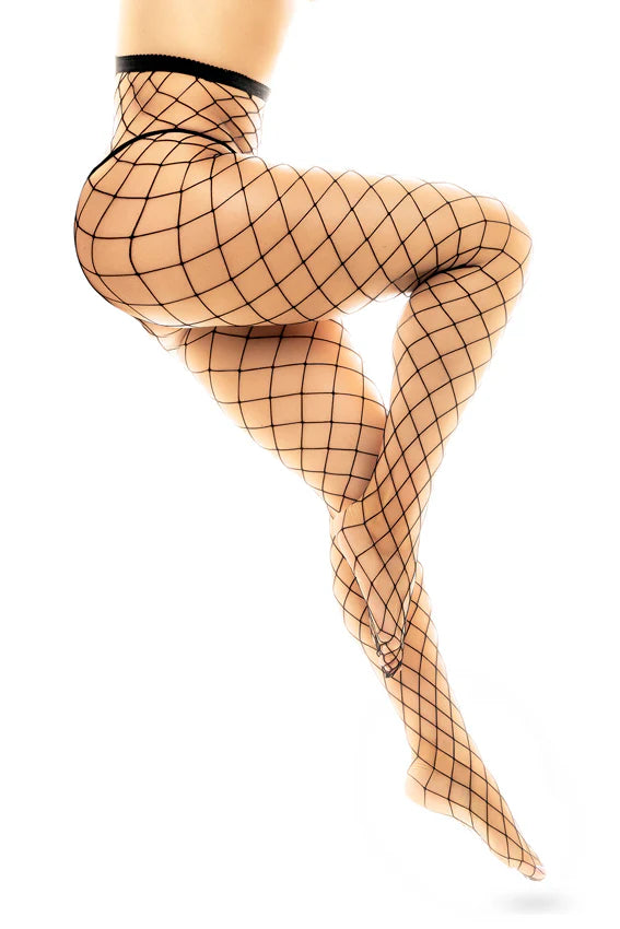 1106 Black Net Pantyhose O/S