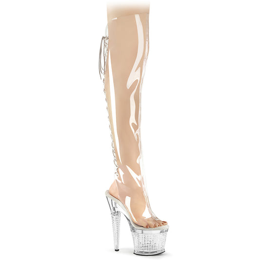 Clear Thigh High Platform Boots | SPECTATOR-3019 Transparent Over-the-Knee Heels | Performance & Pole Dance Footwear | Rosario’s Boutique