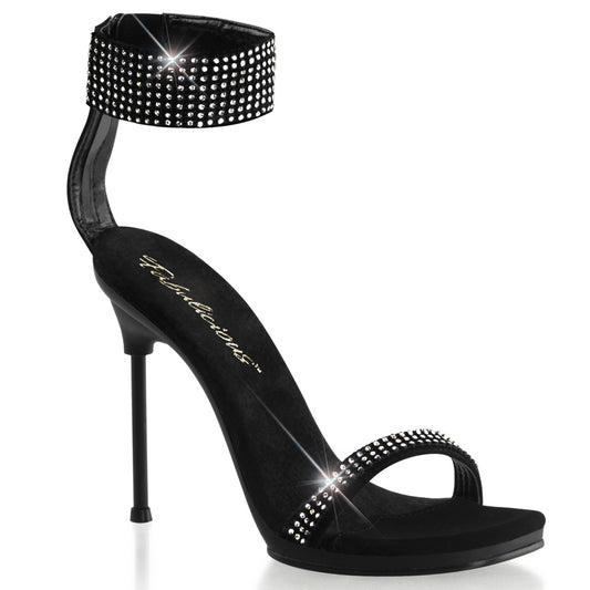 Rhinestone Stiletto Heel Sandals | 4.5-Inch Platform Dance Shoes | Performance & Stage Footwear | Rosario's Boutique Chic 40 Black