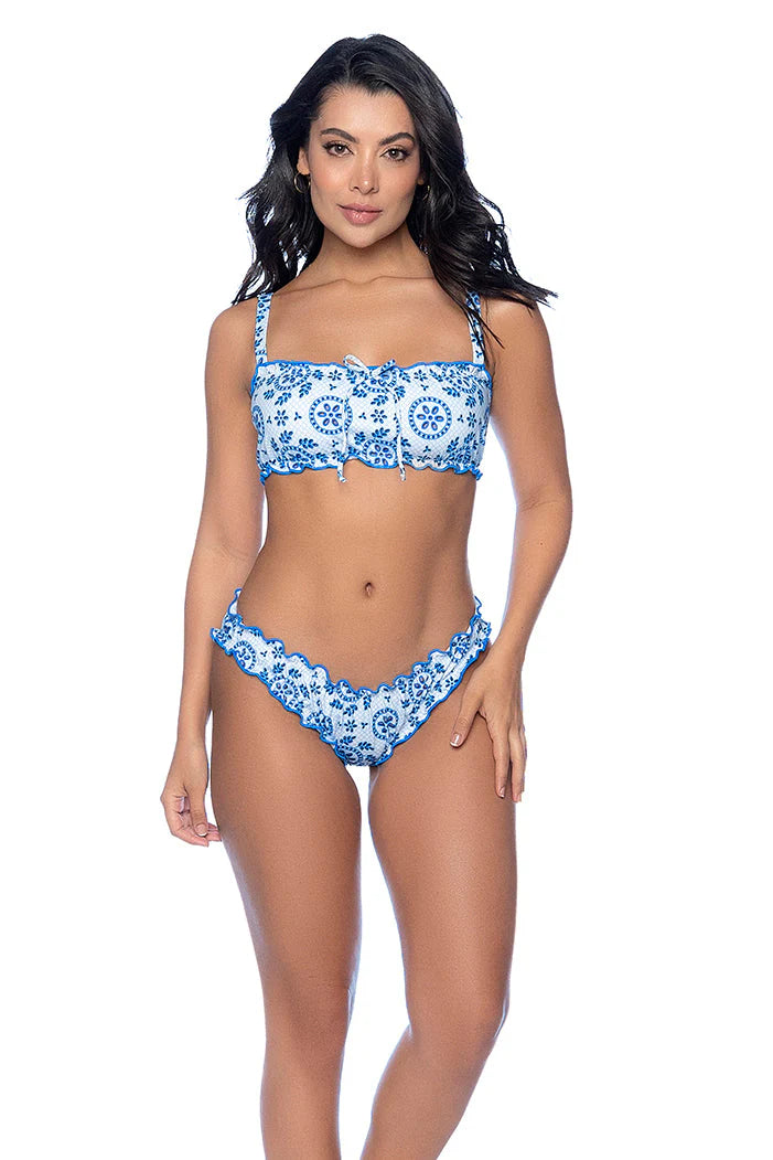 67129 Blue Eyelet Print Bikini