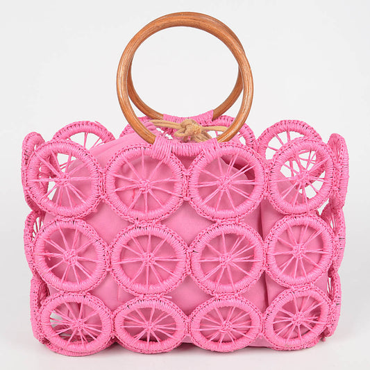 Monotone Crochet Handbag. Pink