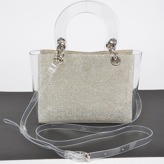 Rhinestone Handles Clear Bag