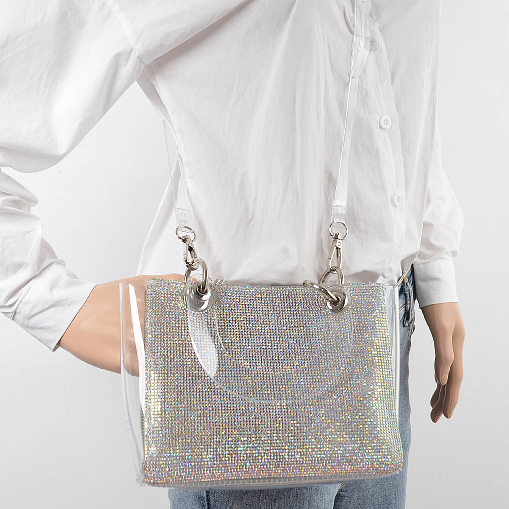 Rhinestone Handles Clear Bag